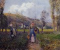 peasant woman and child harvesting the fields pontoise 1882 Camille Pissarro